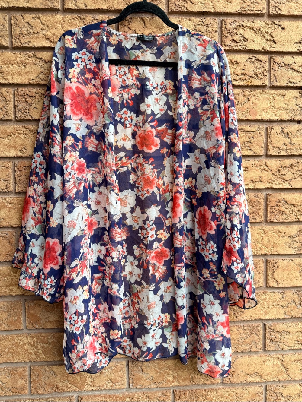 4/$25 • Urban Episode Sheer Floral Open Front Kimono Cardigan